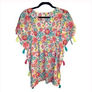 Cat & Jack Floral Bathing Suit Coverup Girls Large (10/12) NWT